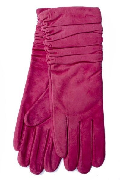 Малиновые женские перчатки из натуральной замши Shust Gloves M купить недорого в Ты Купи