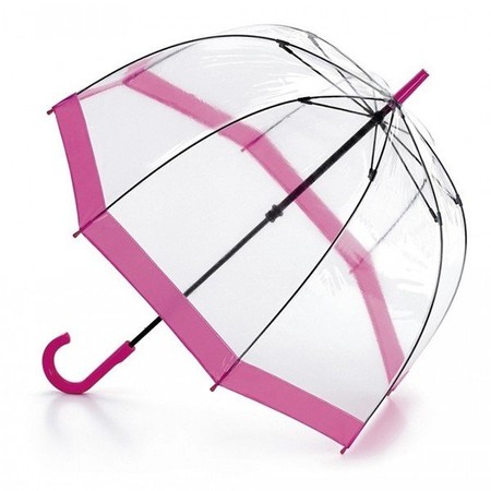 Механічна жіноча прозора парасолька-тростина FULTON BIRDCAGE-1 L041 - PINK купити недорого в Ти Купи
