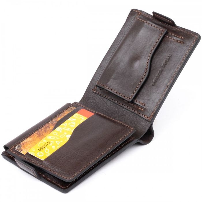 Мужское портмоне из натуральной кожи Amico GRANDE PELLE 11321 Коричневое купить недорого в Ты Купи