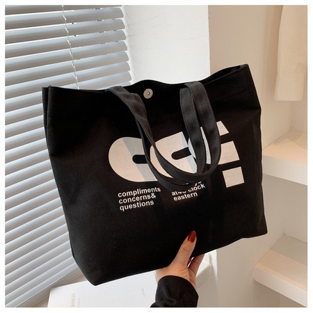 Женская черная холщовая легкая сумка с принтом 5940-1 купить недорого в Ты Купи