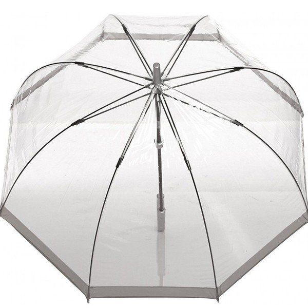 Механический женский прозрачный зонт-трость FULTON BIRDCAGE-1 L041 - SILVER купить недорого в Ты Купи