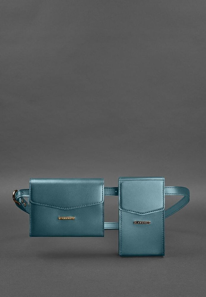 Набор женских кожаных сумок BlankNote Mini поясная/ кроссбоди зеленые - BN-BAG-38-MALACHITE купить недорого в Ты Купи