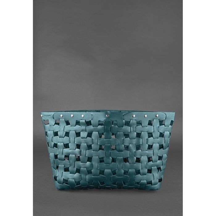 Шкіряна плетена жіноча сумка BlankNote Пазл Krast Xl Зелена (BN-BAG-34-malachite) купити недорого в Ти Купи