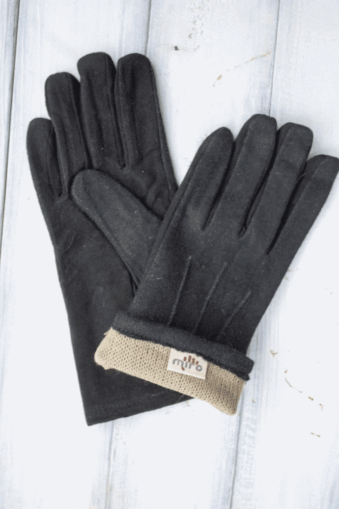 Перчатки женские чёрные комбинированные замша+кашемир 516-2s2 M купить недорого в Ты Купи