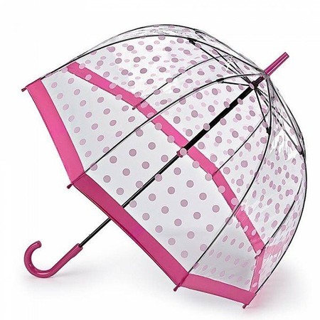 Жіноча механічна прозора парасолька-тростина Fulton Birdcage-2 L042 - Pink Polka купити недорого в Ти Купи
