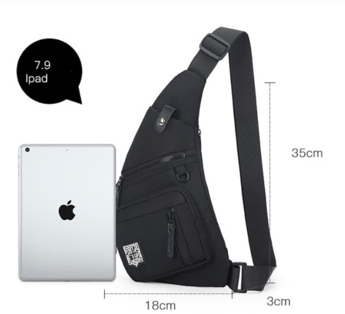 Тонкая текстильная сумка-слинг черного цвета Confident AT09-T-HD-23370A купить недорого в Ты Купи