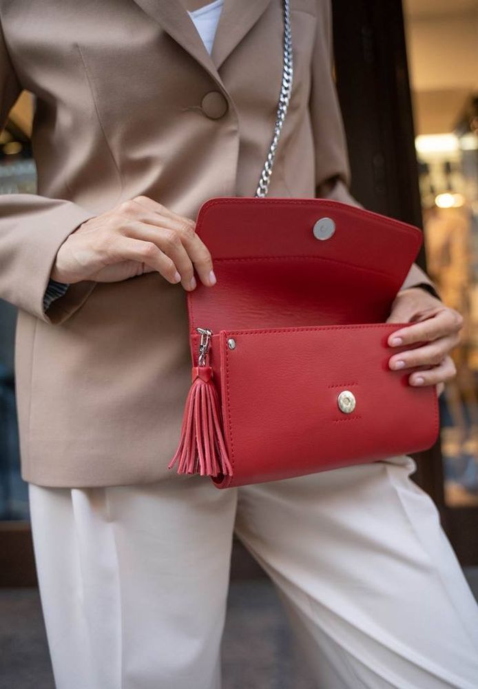 Жіноча шкіряна сумка Аліса Червона Друк bn-bag-7-red купити недорого в Ти Купи