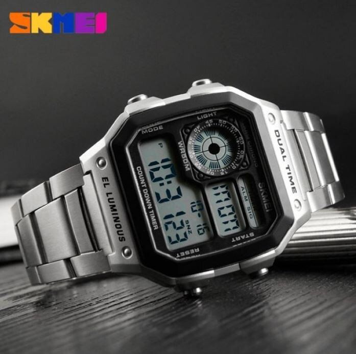 Чоловічий наручний спортивний годинник Skmei RIPPLE SILVER (1335S) купити недорого в Ти Купи