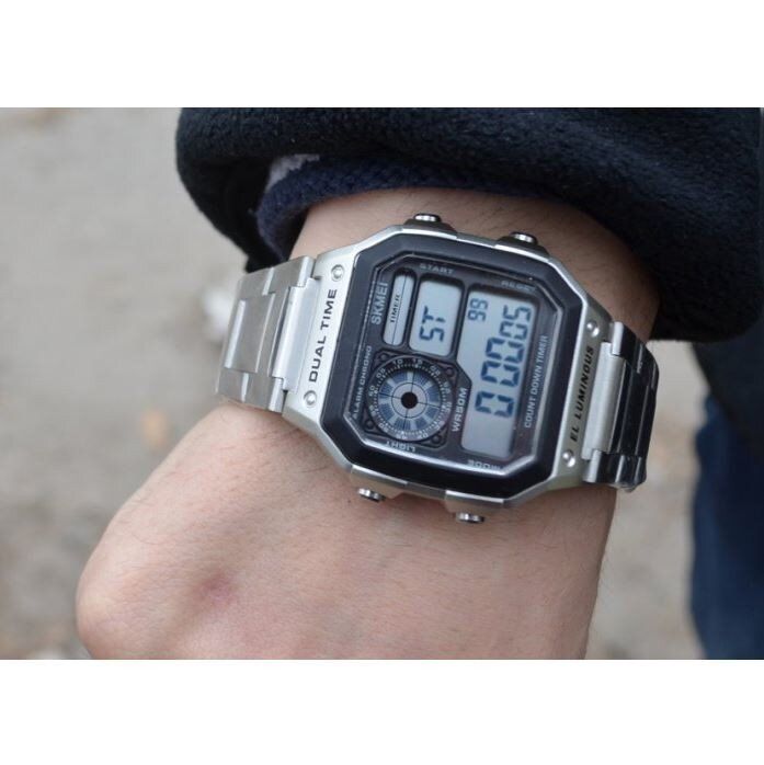 Чоловічий наручний спортивний годинник Skmei RIPPLE SILVER (1335S) купити недорого в Ти Купи