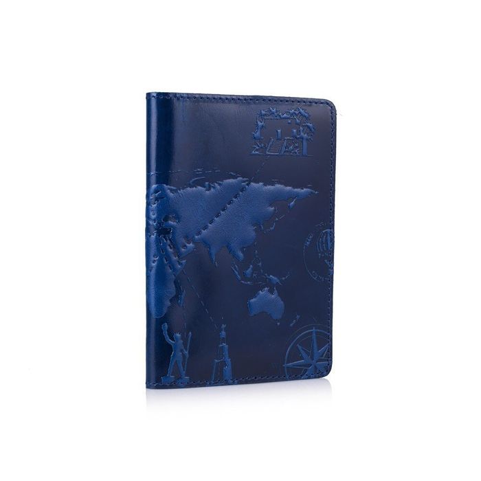 Кожаная обложка на паспорт HiArt PC-01 7 Wonders of the World Голубая Голубой купить недорого в Ты Купи