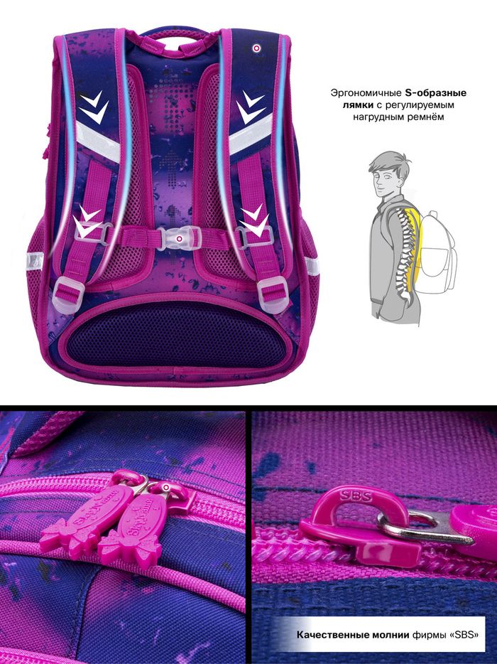 Набор школьный для девочки рюкзак Winner /SkyName R3-243 + мешок для обуви (фирменный пенал в подарок) купить недорого в Ты Купи