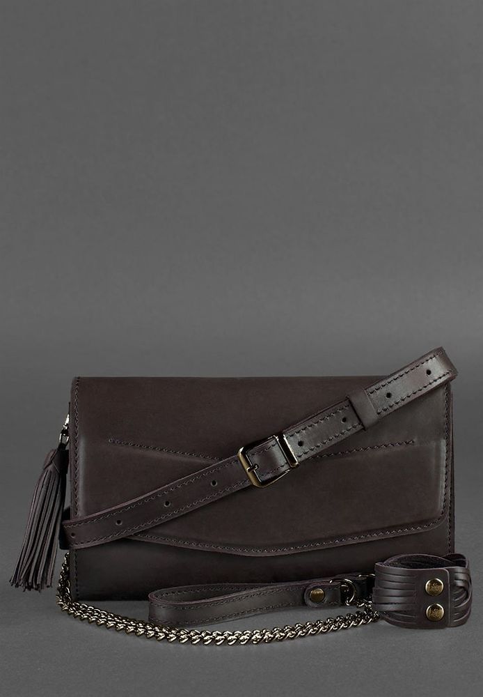 Жіноча шкіряна сумка Еліс темно-коричнева Краст BN-BAG-7-CHOKO купити недорого в Ти Купи
