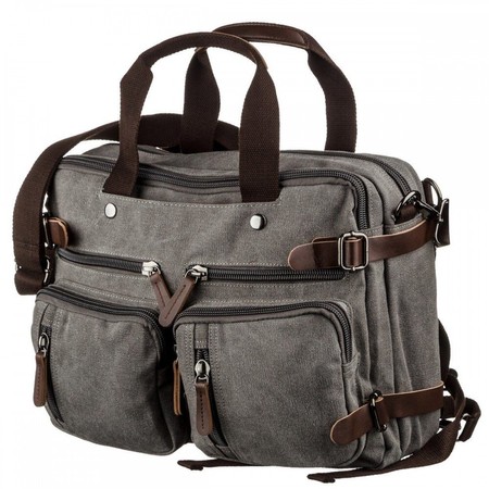 Мужская текстильная серая сумка-рюкзак Vintage 20145 купить недорого в Ты Купи