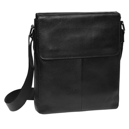 Мужская кожаная сумка на плечо Borsa Leather K18168-black купить недорого в Ты Купи