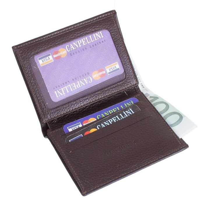 Мужской коричневый кожаный кошелек CANPELLINI SHI1101-14 купить недорого в Ты Купи