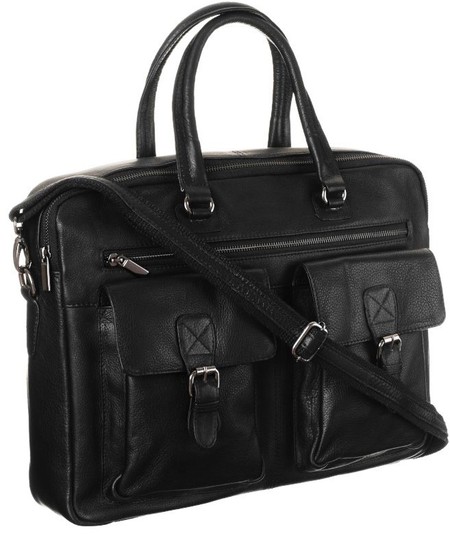 Чоловіча шкіряна сумка-портфоліо для ноутбука 14 дюйм завжди дикий чорний купити недорого в Ти Купи
