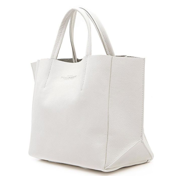 Високоякісна жіноча сумочка Poolparty SOHO з натуральної шкіри біла купити недорого в Ти Купи