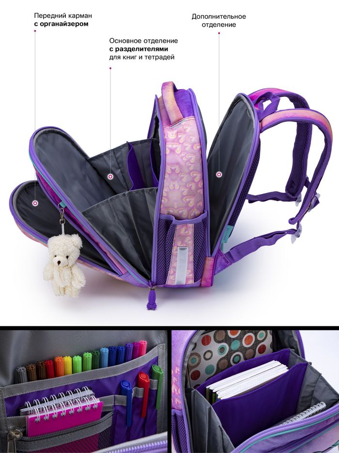 Набор школьный для девочки рюкзак Winner /SkyName R4-410 + мешок для обуви (фирменный пенал в подарок) купить недорого в Ты Купи
