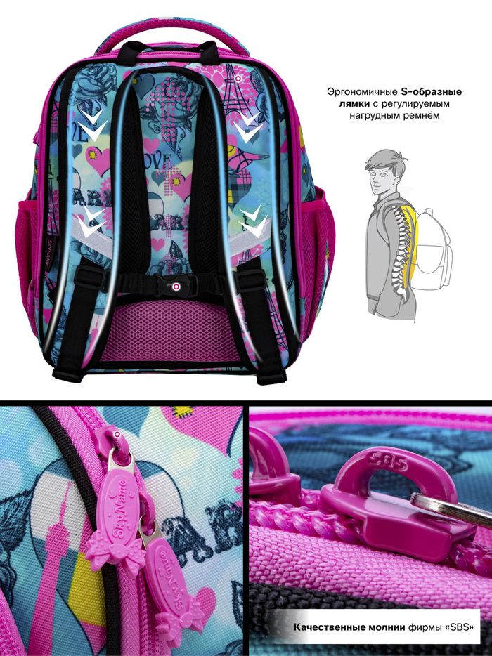 Набор школьный для девочки рюкзак Winner /SkyName R4-411 + мешок для обуви (фирменный пенал в подарок) купить недорого в Ты Купи