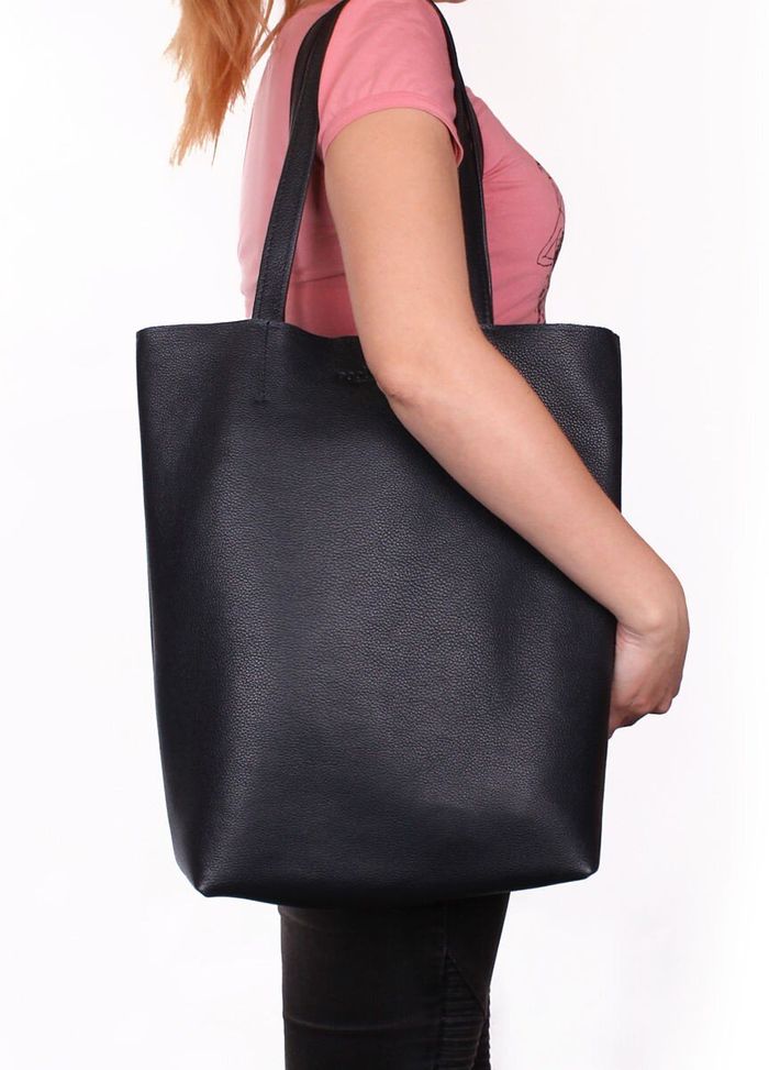 Шкіряна сумка-шоппер POOLPARTY black купити недорого в Ти Купи