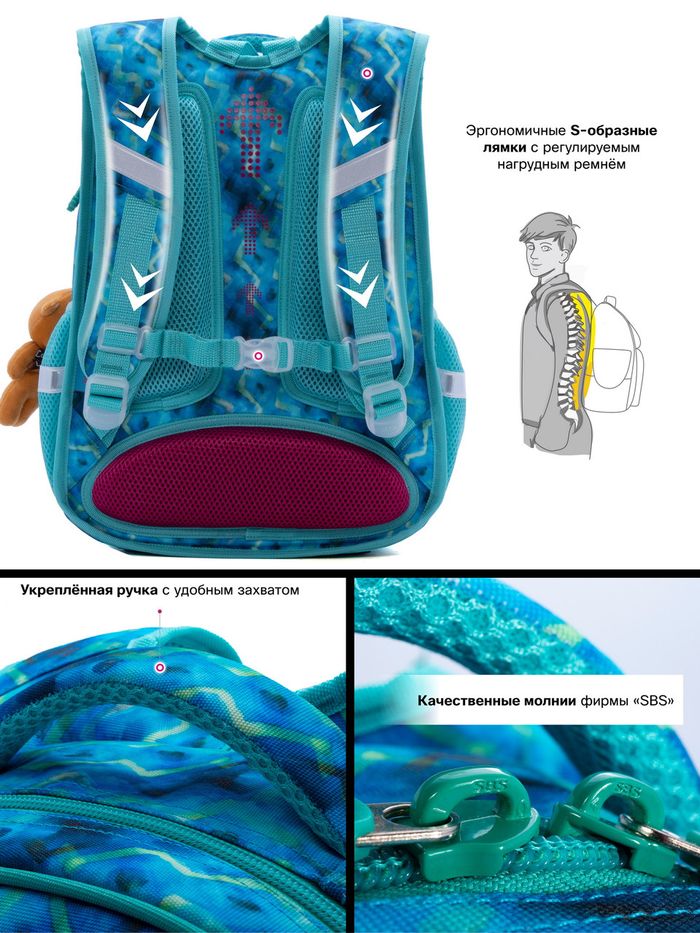 Набор школьный для девочки рюкзак Winner /SkyName R3-228 + пенал (фирменный мешок для обуви в подарок) купить недорого в Ты Купи