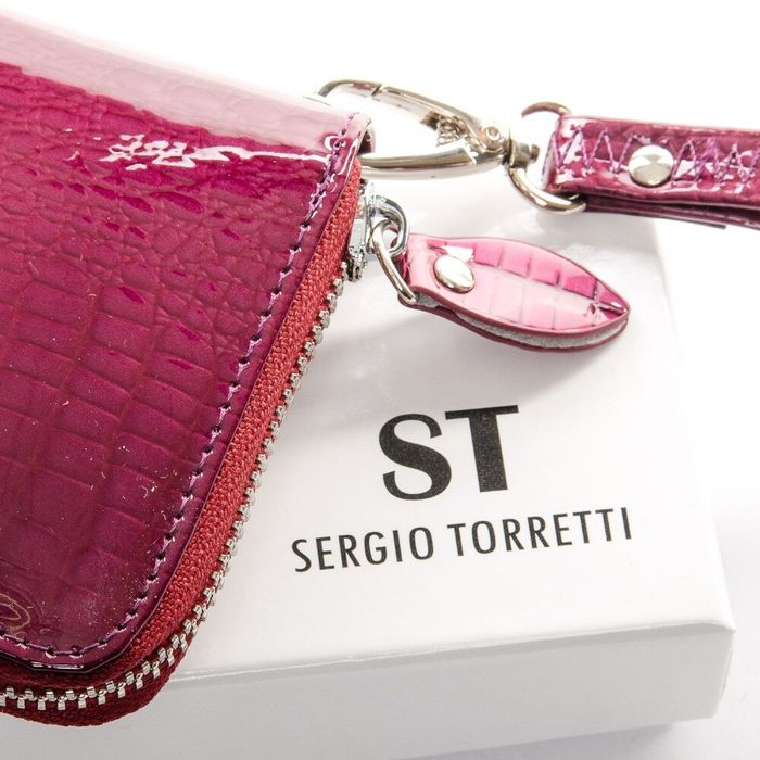 Женский лакированный кошелек из кожи LR SERGIO TORRETTI W38 purple-red купить недорого в Ты Купи