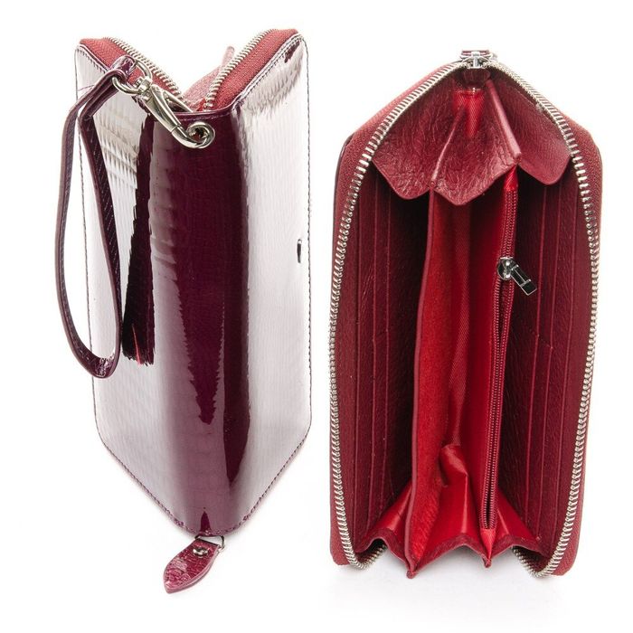 Женский лакированный кошелек из кожи LR SERGIO TORRETTI W38 purple-red купить недорого в Ты Купи
