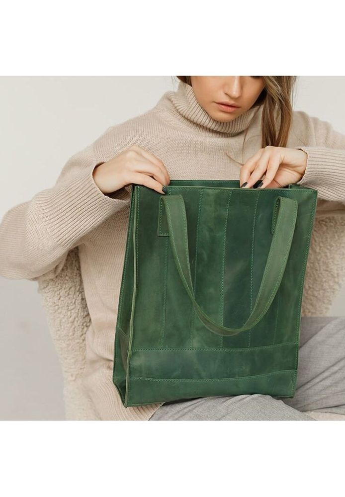 Шкіряна жіноча сумка шоппер Бетсі зелена BlankNote bn-bag-10-iz купити недорого в Ти Купи