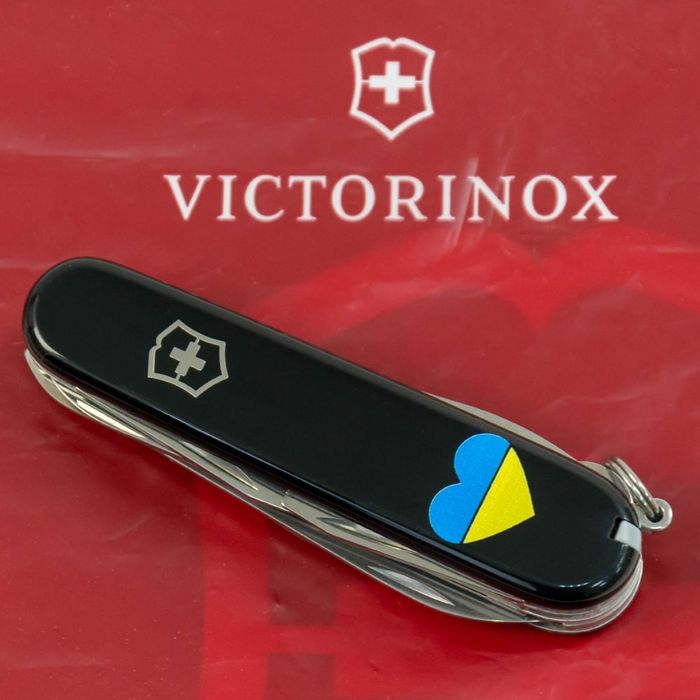 Складной нож Victorinox HUNTSMAN UKRAINE Сердце сине-желтое 1.3713.3_T1090u купить недорого в Ты Купи