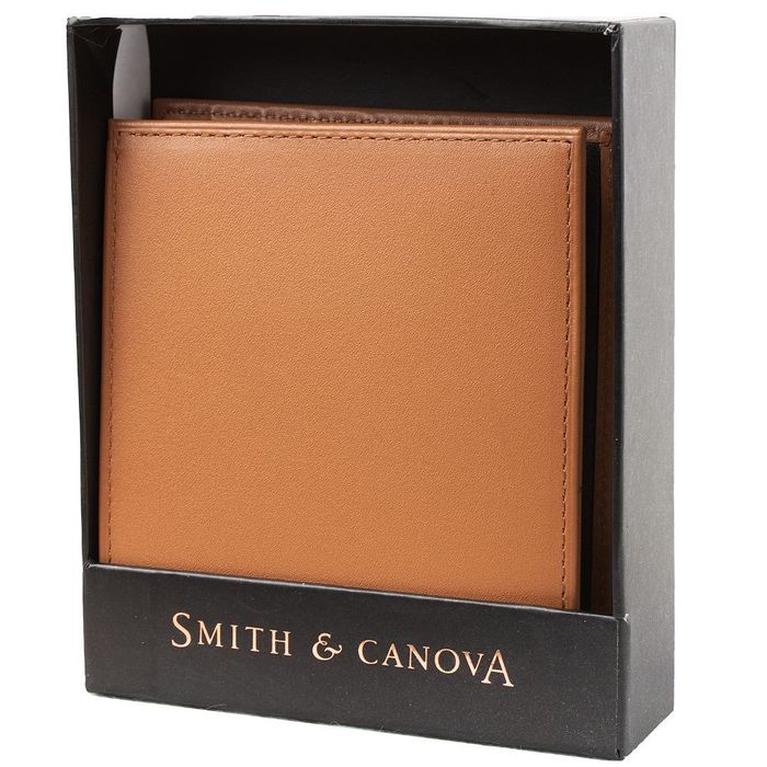 Мужской кожаный кошелек Smith & Canova 90015 Asquith (Black-Tan) купить недорого в Ты Купи