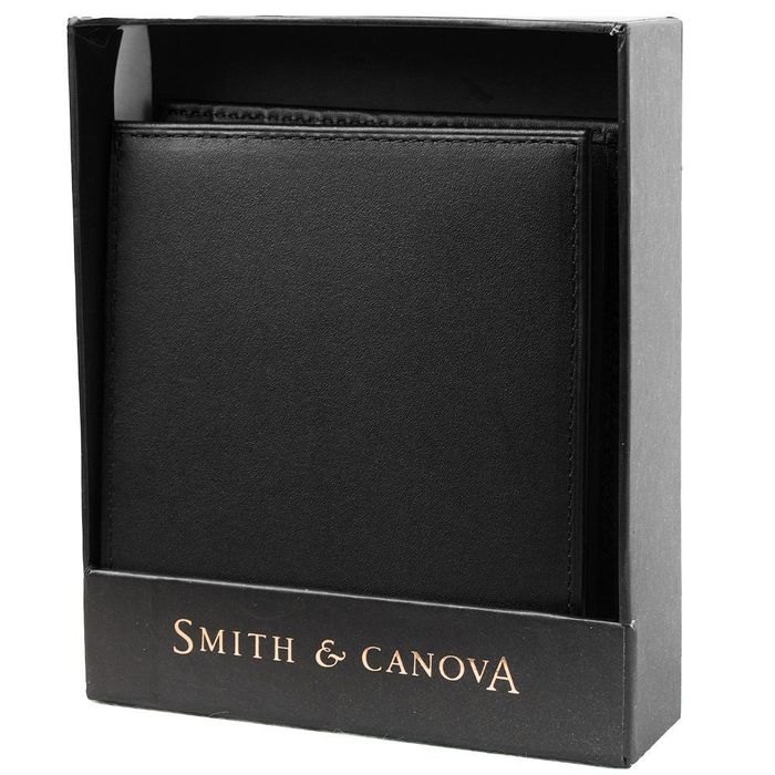 Мужской кожаный кошелек Smith & Canova 90015 Asquith (Black-Burgundy) купить недорого в Ты Купи