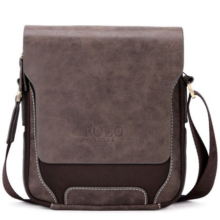 Чоловіча темно-коричнева сумка-планшет Polo 8803-1 купити недорого в Ти Купи