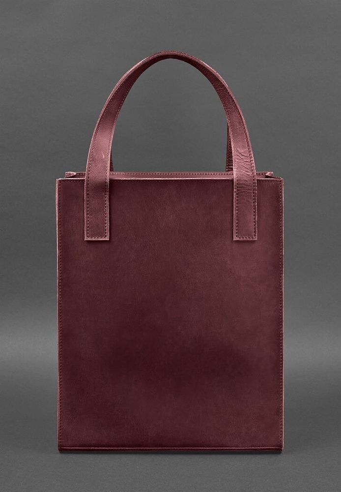 Жіноча шкіряна сумка шоппер Бетсі BlankNote з кишенею бордова BN-BAG-10-1-VIN-KR купити недорого в Ти Купи