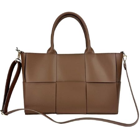 Класична жіноча сумка із плетінням коричнева Firenze Italy F-IT-76109DB-G купити недорого в Ти Купи