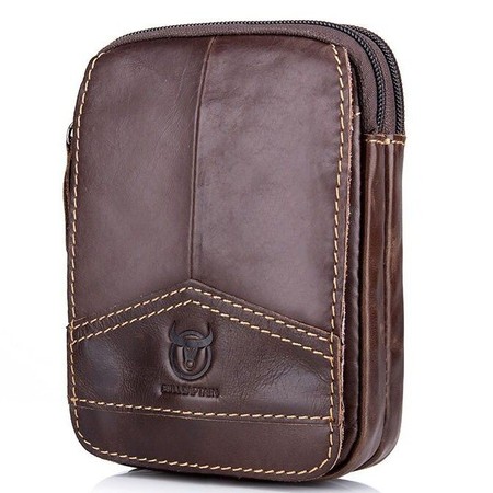 Шкіряна коричнева сумка на пояс BULL yb12 купити недорого в Ти Купи