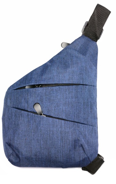 Мужская синяя тканевая сумка слинг 193-71 купить недорого в Ты Купи