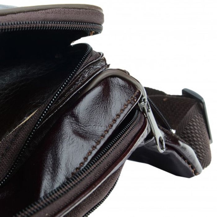 Чоловічі шкіряні сумки на пояс Borsa Leather 1t167m-brown купити недорого в Ти Купи