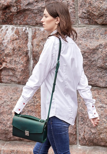 Женская кожаная сумка-кроссбоди BlankNote Lola Зеленая (BN-BAG-35-malachite) купить недорого в Ты Купи