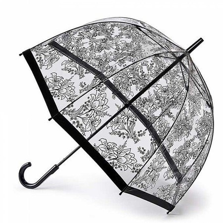 Жіноча механічна прозора парасолька-тростина Fulton Birdcage-2 L042 - Stencil Floral купити недорого в Ти Купи