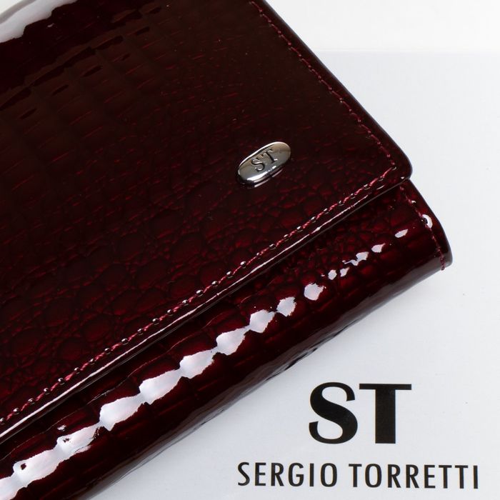 Женский кожаный лаковый кошелек SERGIO TORRETTI W501-2 wine-red купить недорого в Ты Купи
