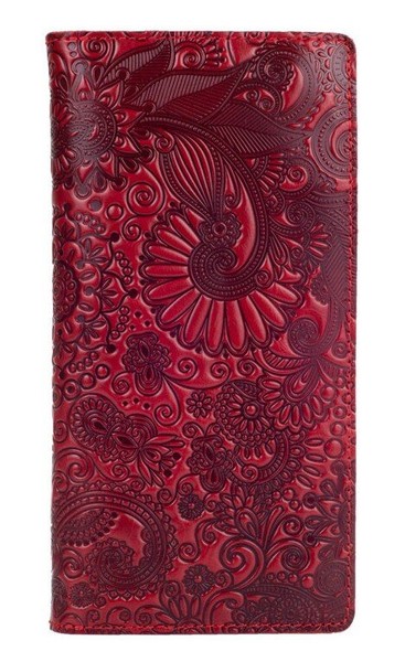 Кожаный бумажник Hi Art WP-02 Crystal Red Mehendi Art Красный купить недорого в Ты Купи