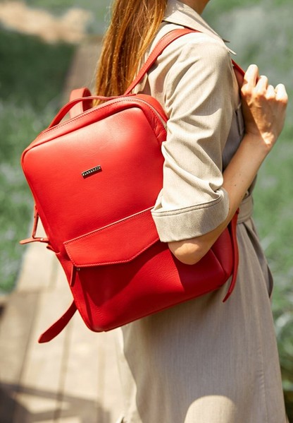 Жіночий шкіряний рюкзак BlankNote Cooper червоний-BN-BAG-19-RED купити недорого в Ти Купи