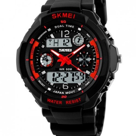 Чоловічий наручний спортивний годинник Skmei S-Shock Red (1229) купити недорого в Ти Купи