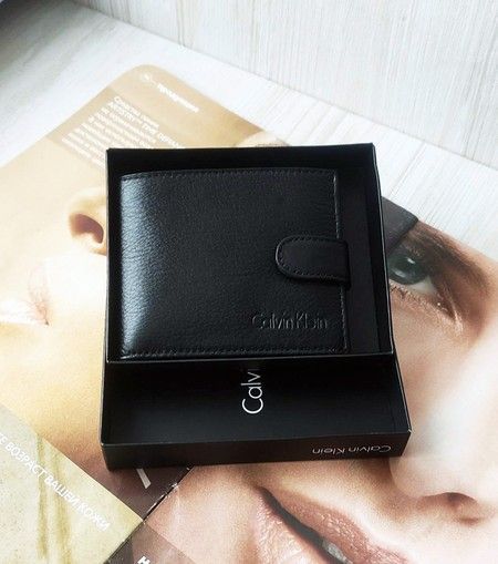 Кожаный мужской кошелек CK в коробке black ck12 купить недорого в Ты Купи