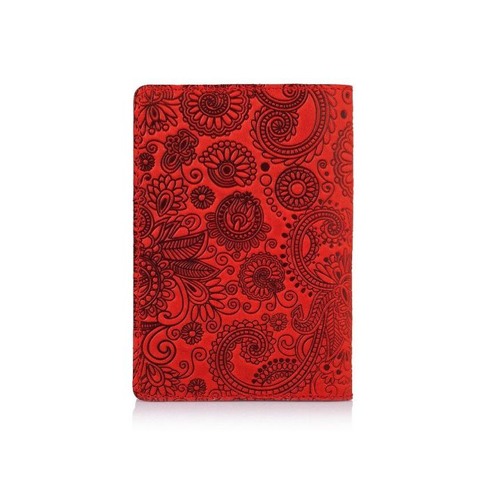 Шкіряна обкладинка на паспорт HiArt PC-01 Mehendi Art червона Червоний купити недорого в Ти Купи