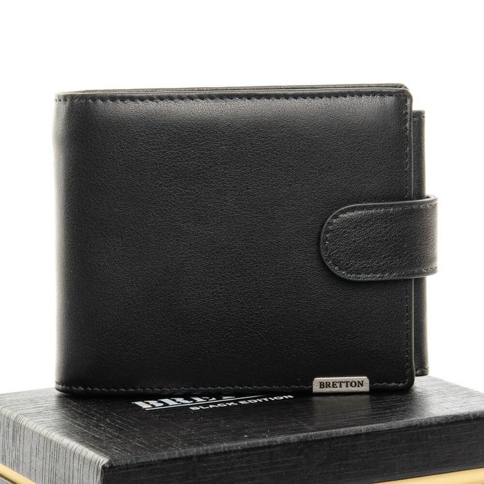 Чоловік шкіряний гаманець BRETTON M3603 black купити недорого в Ти Купи