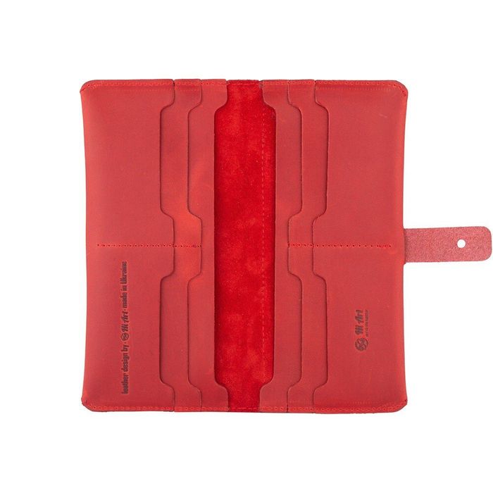 Кожаный бумажник Hi Art WP-06 Shabby Red Berry Красный купить недорого в Ты Купи