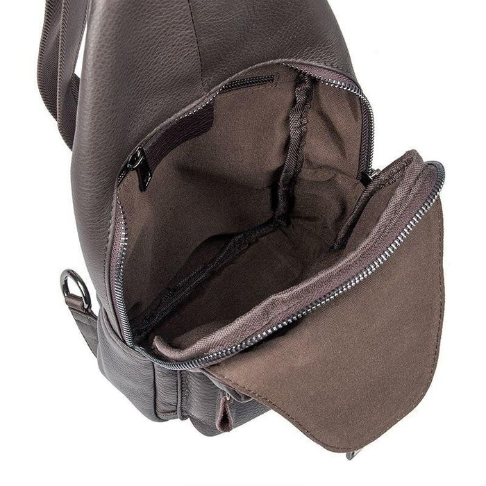 Кожаный коричневый рюкзак-слинг John McDee jd4012q купити недорого в Ти Купи