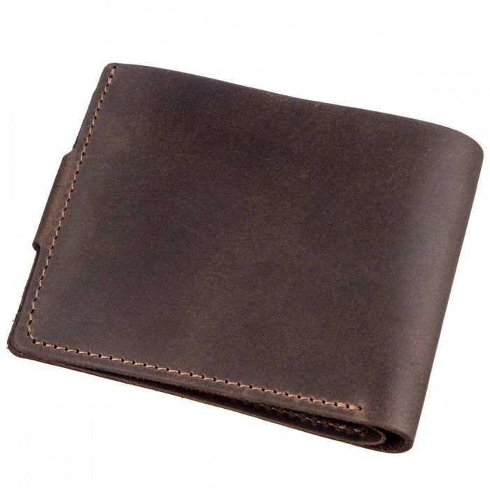 Мужское тёмно-коричневое портмоне из натуральной кожи GRANDE PELLE 11229 купить недорого в Ты Купи