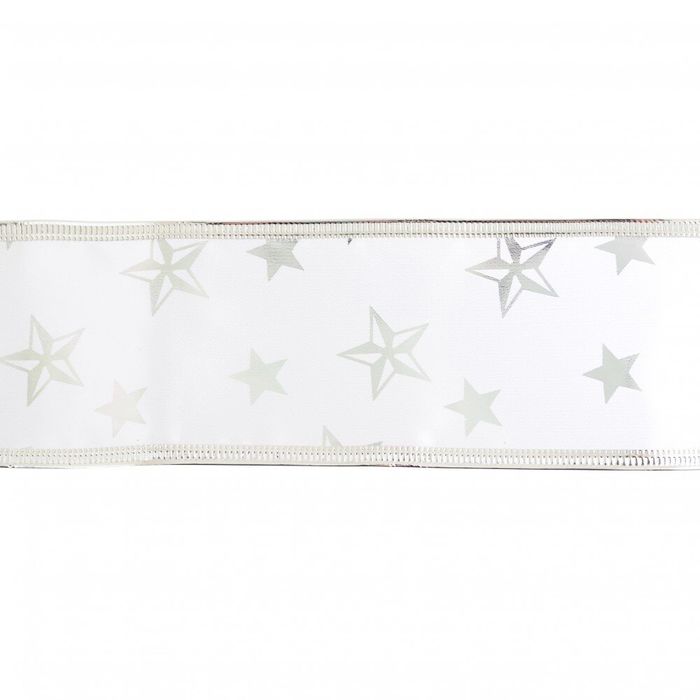 Лента декоративная 6 см * 2 м, белая с серебряной звездой YES 750327 купить недорого в Ты Купи
